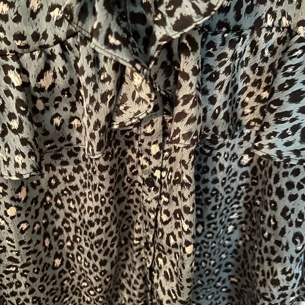 Zara Long Sleeve Animal Print Ruffle Mini Dress